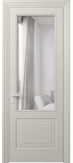 Дверь межкомнатная 8352 МОС Двустороннее зеркало. Цвет Матовый облачно-серый. Материал Гладкая эмаль. Коллекция Rocca. Картинка.