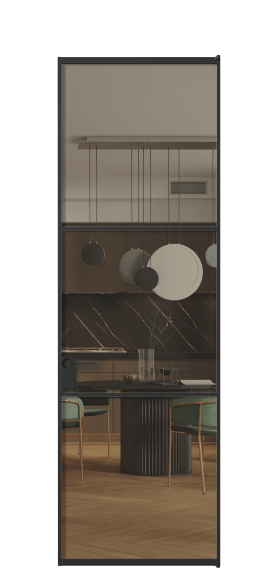 Дверь межкомнатная АЛПЛ040.03 Бронза триплекс ЧЕР. Цвет Алюминий Черный. Материал Алюминий. Коллекция Formato. Картинка.